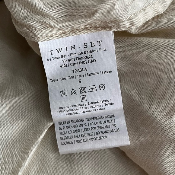 Twin-Set Simona Barbieri Ecru Black Floral Beaded Tassel Tie Back Dress - Picture 11 of 12